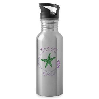 Karma Beach starfish purple yellow - Water bottle with straw - silver - Right