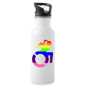 Wheelchair girl LGBTQ symbol # - Water bottle with straw - white - Right