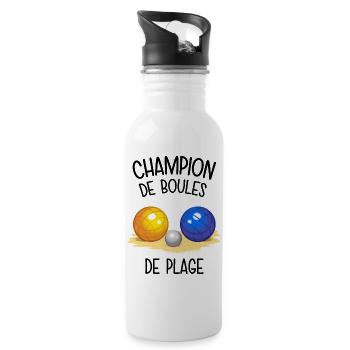 Champion de boules de plage - Gourde avec paille intégrée - blanc - Droite