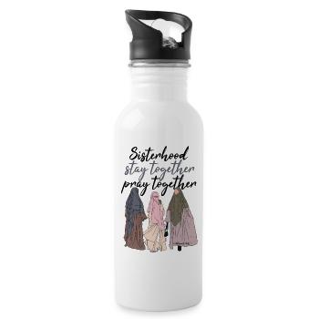 Sisterhood - stay together - pray together - Water bottle with straw - white - Right