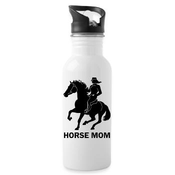 Horse Mom, cheval avec cavalier - Gourde avec paille intégrée - blanc - Droite