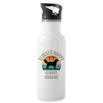 ALWAYS HAPPY ALWAYS WAGGING - Water bottle with straw - white - Right