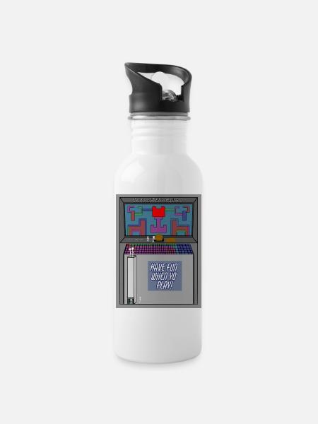 Retro spieleautomat - Trinkflasche mit integriertem Trinkhalm - Weiß