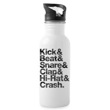 Kick Beat Snare Clap Hi Hat Crash Grunge schwarz - Trinkflasche mit integriertem Trinkhalm - Weiß - Rechts
