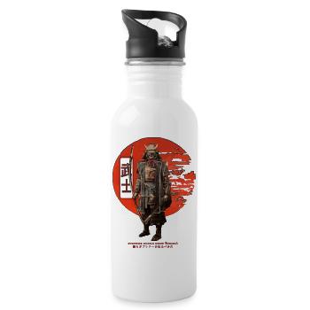 Japanische Samurai-Kunst - Trinkflasche mit integriertem Trinkhalm - Weiß - Rechts