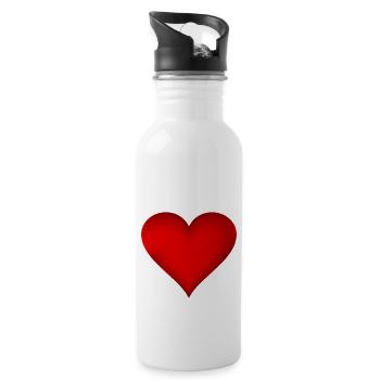 Love mit rotem Herz für die Liebsten - Trinkflasche mit integriertem Trinkhalm - Weiß - Rechts