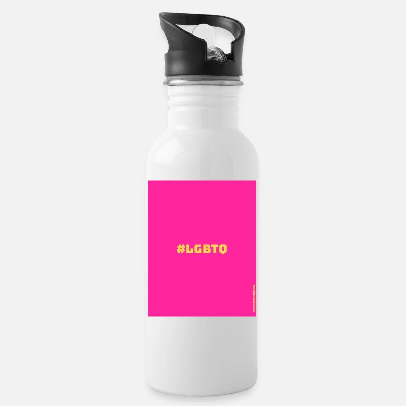 LGBTQ - Trinkflasche mit integriertem Trinkhalm - Weiß