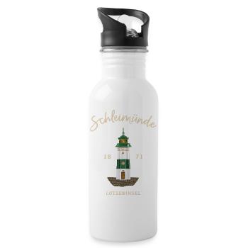 Leuchtturm Schleimünde, Lotseninsel Ostsee - Trinkflasche mit integriertem Trinkhalm - Weiß - Rechts