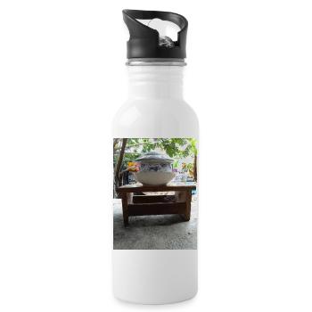Kunst - Trinkflasche mit integriertem Trinkhalm - Weiß - Rechts