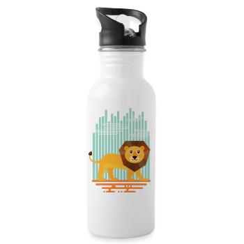 Lion & Landscape - Water bottle with straw - white - Right