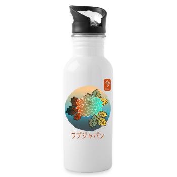 Vintage Floral japanische Chrysantheme jetzt Kanji - Trinkflasche mit integriertem Trinkhalm - Weiß - Rechts