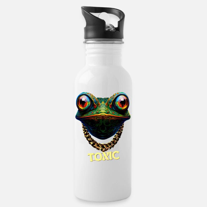 Cute toxic frog - Water bottle with straw - white