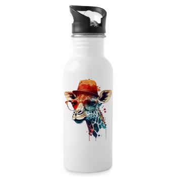 Giraffe als intelligentes Säugetier mit Brille - Trinkflasche mit integriertem Trinkhalm - Weiß - Rechts