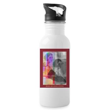 give peace a chance -03- - Trinkflasche mit integriertem Trinkhalm - Weiß - Rechts