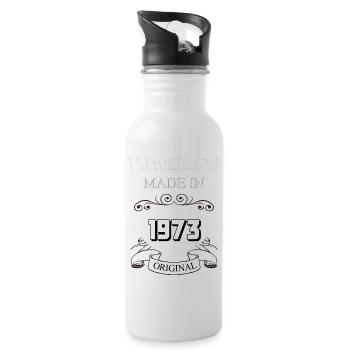 50. Geburtstag Vintage Geschenk Geschenkidee - Trinkflasche mit integriertem Trinkhalm - Weiß - Rechts