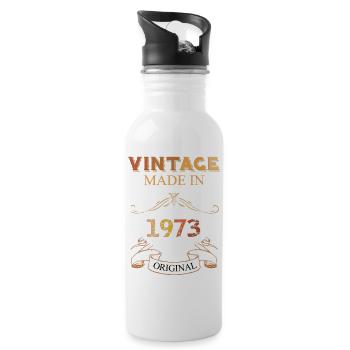 50. Geburtstag Vintage Geschenk Geschenkidee - Trinkflasche mit integriertem Trinkhalm - Weiß - Rechts