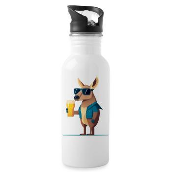 Cooler Elch mit Sonnenbrille und Bier - Trinkflasche mit integriertem Trinkhalm - Weiß - Rechts