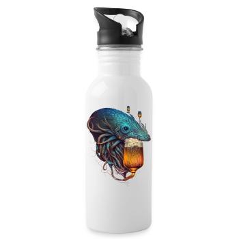 Deep-sea creature with tentacles andbeer - Water bottle with straw - white - Right