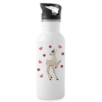 Elegant Fabulous Capreolus / Deer Print - Water bottle with straw - white - Right
