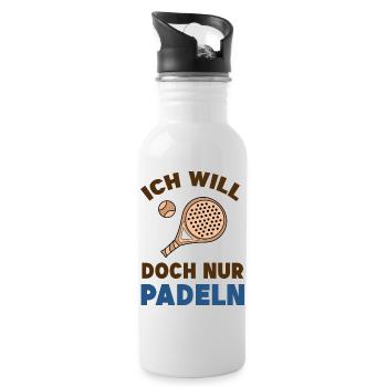 Padel Tennis Statement Sport Player Racket Ball - Water bottle with straw - white - Right