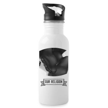 Unsere Religion - Trinkflasche mit integriertem Trinkhalm - Weiß - Rechts