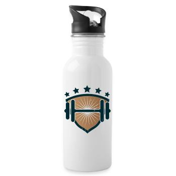Hantelgewicht - Trinkflasche mit integriertem Trinkhalm - Weiß - Rechts