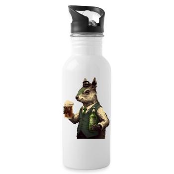 Écureuil chic monsieur avec bière - Gourde avec paille intégrée - blanc - Droite
