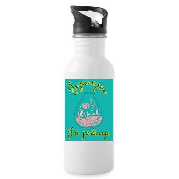 JE PEUX PAS,JARDINAGE,PRINTEMPS,JARDIN,JARDINIER - Gourde avec paille intégrée - blanc - Droite
