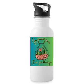 JE PEUX PAS,JARDINAGE,RETRAITE,PRINTEMPS,JARDIN - Gourde avec paille intégrée - blanc - Droite