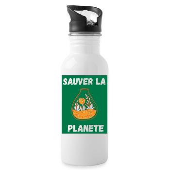 JOUR DE LA TERRE,ECOLOGIE,PLANETE,ENVIRONNEMENT - Gourde avec paille intégrée - blanc - Droite