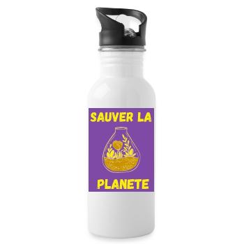 JOUR DE LA TERRE,ECOLOGIE,PLANETE,ENVIRONNEMENT - Gourde avec paille intégrée - blanc - Droite