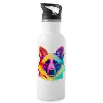 Hundehalter Hunde Schäferhund Hund Hundebesitzer - Trinkflasche mit integriertem Trinkhalm - Weiß - Rechts