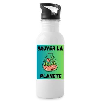 SPRING. GARDENING. RETIREMENT. SPRING. GARDEN. - Water bottle with straw - white - Right