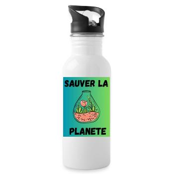JOUR DE LA TERRE. ECOLOGIE. PLANETE. ENVIRONNEMENT - Gourde avec paille intégrée - blanc - Droite