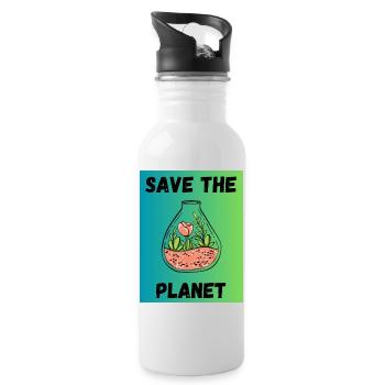 PLANETE. JOUR DE LA TERRE. ECOLOGIE. PLANETE. BIO - Gourde avec paille intégrée - blanc - Droite