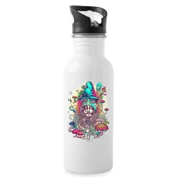 Trippy Schamane - Trinkflasche mit integriertem Trinkhalm - Weiß - Rechts
