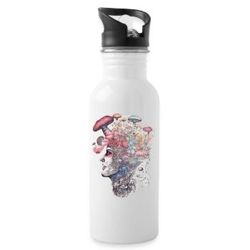 Trippy Schamane - Trinkflasche mit integriertem Trinkhalm - Weiß - Rechts