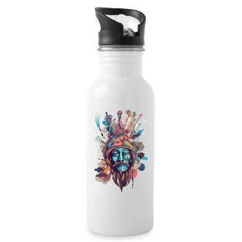 Trippy Shaman - Water bottle with straw - white - Right