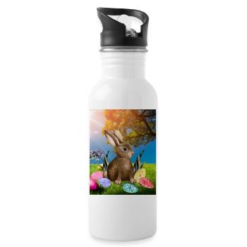 Frühling Osterhase mit Ostereiern - Trinkflasche mit integriertem Trinkhalm - Weiß - Rechts