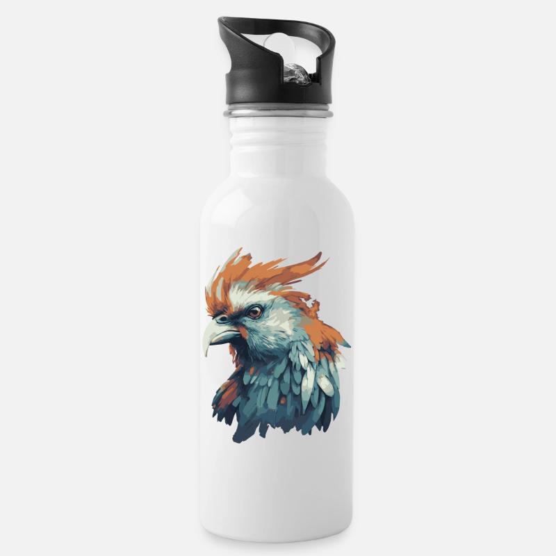 Bird - Trinkflasche mit integriertem Trinkhalm - Weiß
