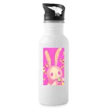 Pastell Osterhase Rosa Osterei - Trinkflasche mit integriertem Trinkhalm - Weiß - Rechts