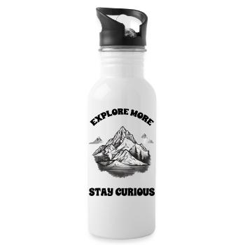 Explore more, be curious - Water bottle with straw - white - Right