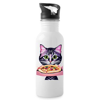 Pizza Kitten Cat Pizzeria Cat Pizza Lovers - Water bottle with straw - white - Right