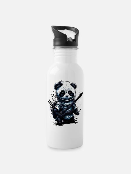 panda - Trinkflasche mit integriertem Trinkhalm - Weiß