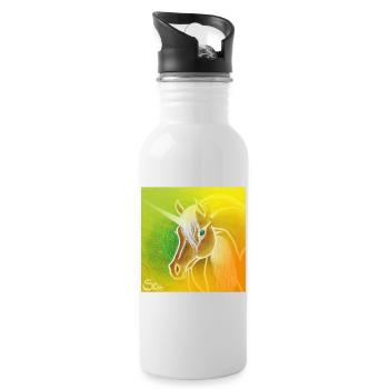 Gentle golden unicorn - Sonja Ariel von Staden - Water bottle with straw - white - Right