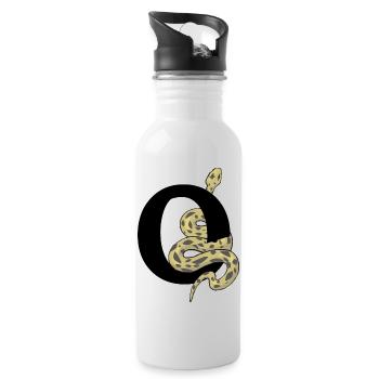 Buchstabe o Schlange - Trinkflasche mit integriertem Trinkhalm - Weiß - Rechts