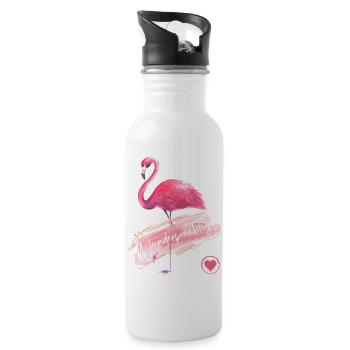 Wunderprächtig - Flamingo pink - Wortschätze - Trinkflasche mit integriertem Trinkhalm - Weiß - Rechts