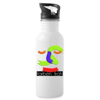 farbenfroh 5 weiss mit balken schw groß - Trinkflasche mit integriertem Trinkhalm - Weiß - Rechts