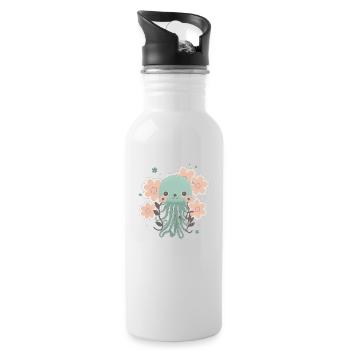 Liebevolle Tentakel 2 - Trinkflasche mit integriertem Trinkhalm - Weiß - Rechts