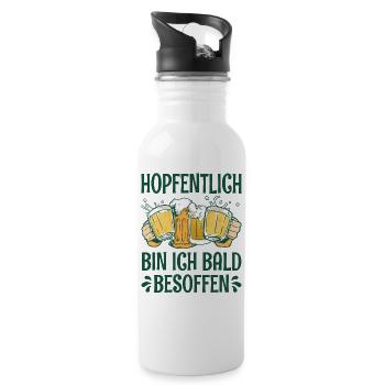 Hopfentlich Bin Ich Bald Besoffen Bier Saufen - Trinkflasche mit integriertem Trinkhalm - Weiß - Rechts